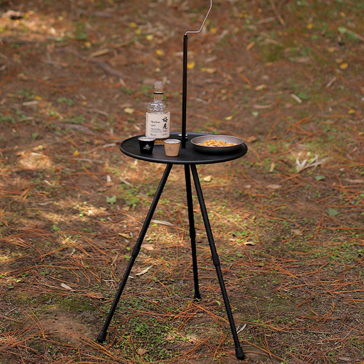 Modern Simplicity Aluminum Alloy ABS Round Foldable Outdoor Coffee Table 1-Tray Pocket Lamp Holder For Outdoor | Stornfield