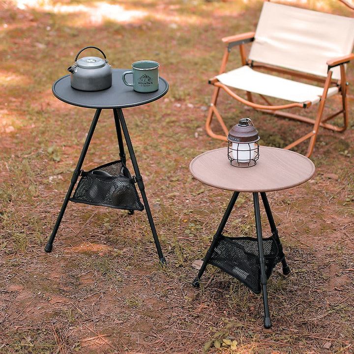 Modern Simplicity Aluminum Alloy ABS Round Foldable Outdoor Coffee Table 1-Tray Pocket Lamp Holder For Outdoor | Stornfield
