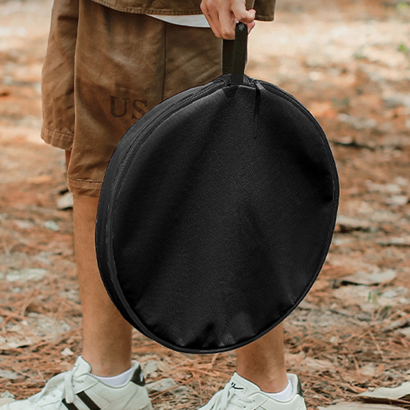 Modern Simplicity Aluminum Alloy ABS Round Foldable Outdoor Coffee Table 1-Tray Pocket Lamp Holder For Outdoor | Stornfield