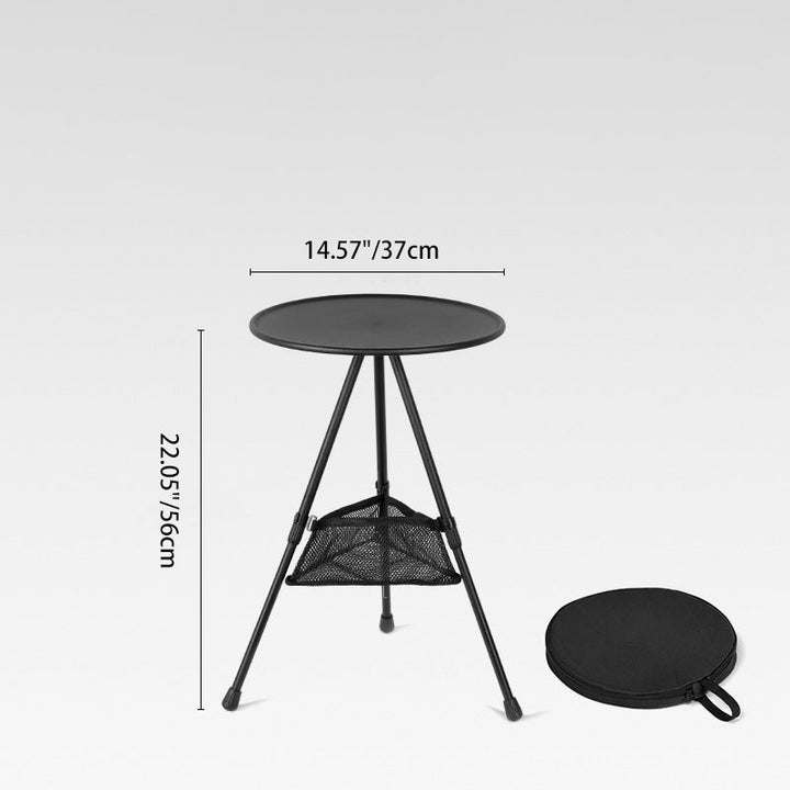 Modern Simplicity Aluminum Alloy ABS Round Foldable Outdoor Coffee Table 1-Tray Pocket Lamp Holder For Outdoor | Stornfield