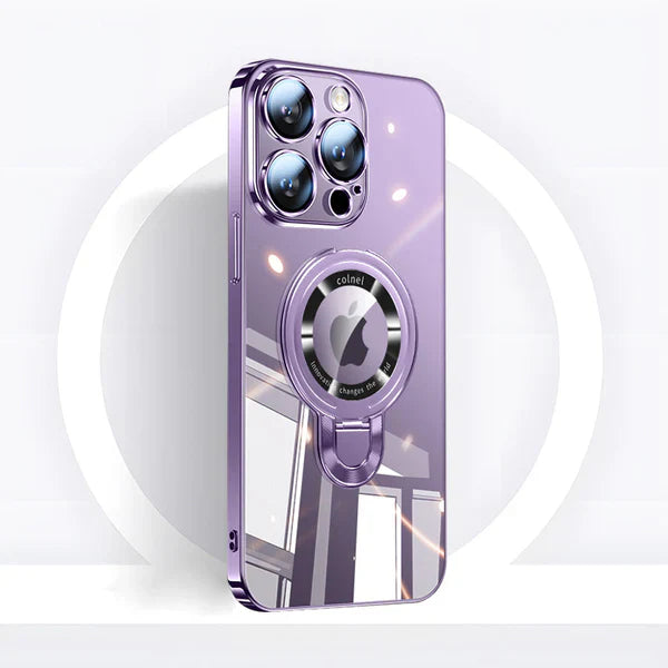 Stornfield | iPhone MagSafe Series | Electroplated Plastic Clear Phone Case with Rotating Kickstand