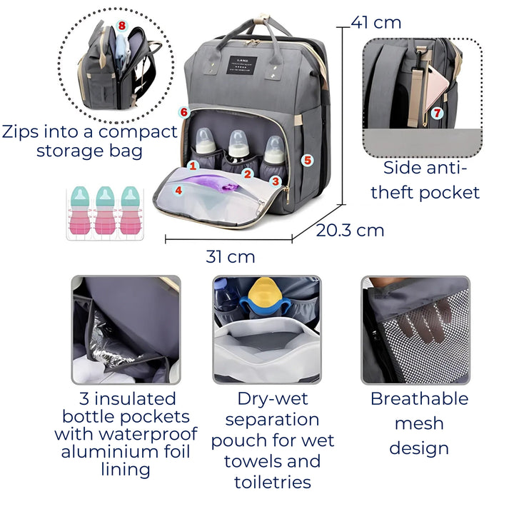 BabyVoyage | Foldable Travel Crib for Baby – Waterproof Design – USB Charging Port – Ideal for Parents on the Go Stornfield