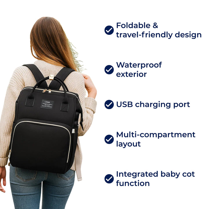 BabyVoyage | Foldable Travel Crib for Baby – Waterproof Design – USB Charging Port – Ideal for Parents on the Go Stornfield