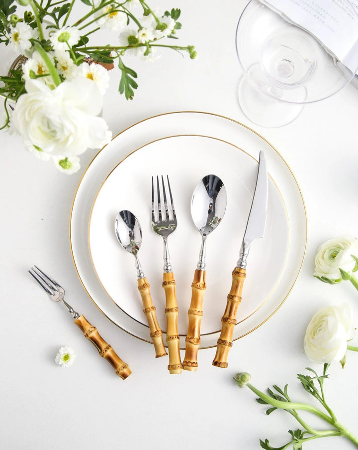 Arashiyama Bamboo & Stainless Steel Cutlery Set – Natural Elegance | Stornfield