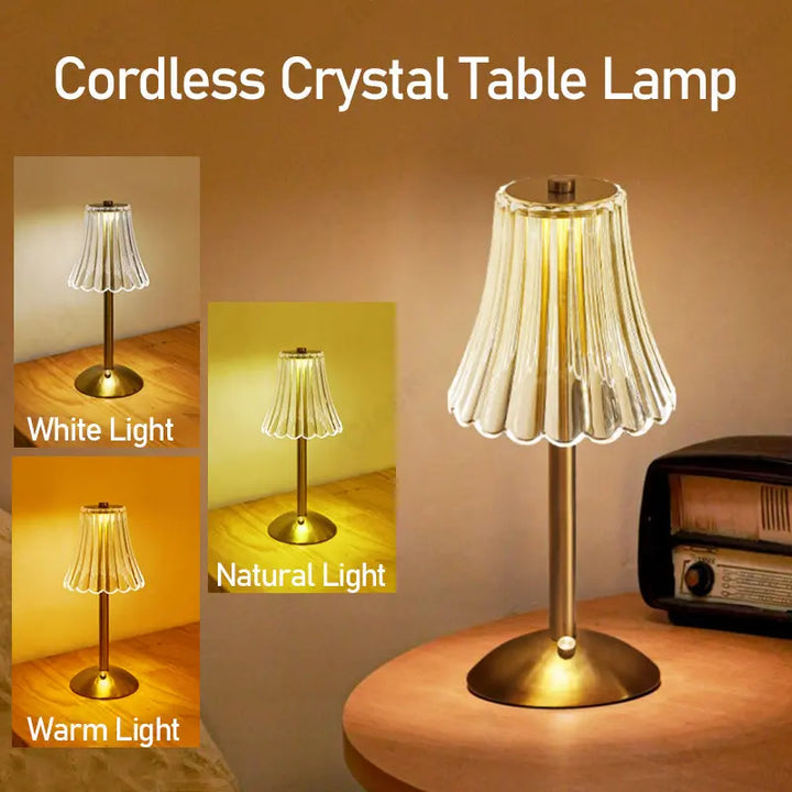 Wireless Table Lamp with Crystal Decor and Dimmable Lighting - GlamLight | Stornfield