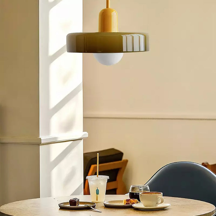 Stornfield | Stained Glass Pendant Light | Elegant Bauhaus Style Hanging Lamp | Designer Lamp for Living Room and Dining Room