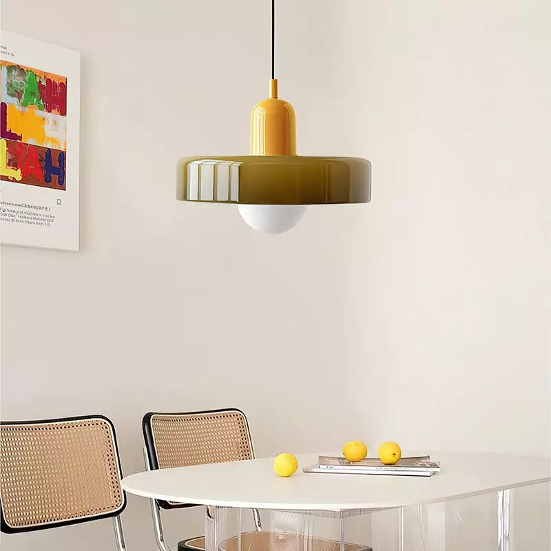Stornfield | Stained Glass Pendant Light | Elegant Bauhaus Style Hanging Lamp | Designer Lamp for Living Room and Dining Room