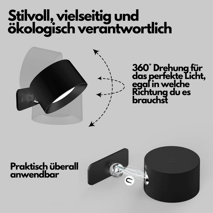Stornfield | 360° Rechargeable Wireless Wall Lamp | Versatile LED Lighting Solution