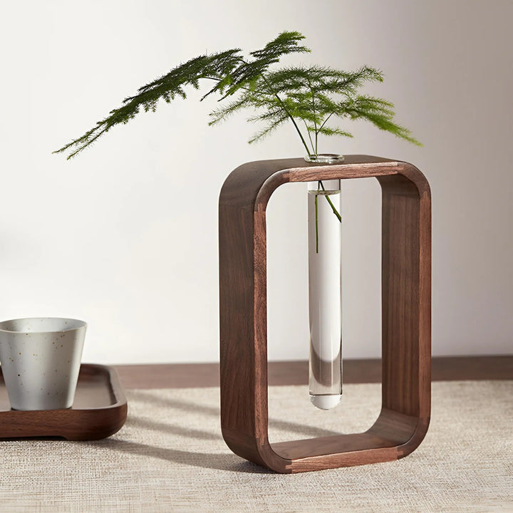 Solid Wood Hydroponic Plant Vase - Rustic HeMu Design | Stornfield
