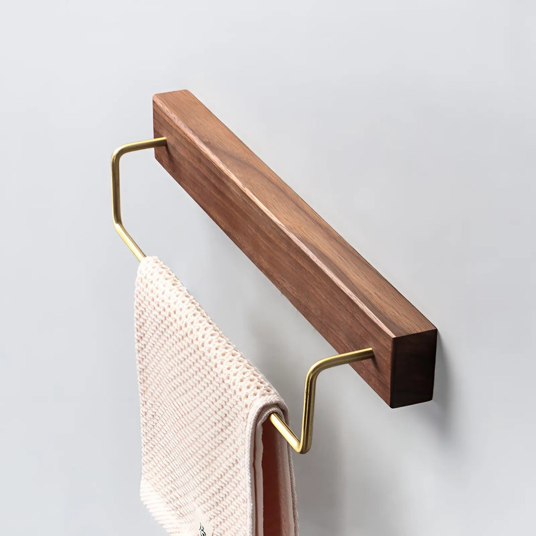Wooden & Brass Towel Rack for Easy Wall Mounting | Stornfield