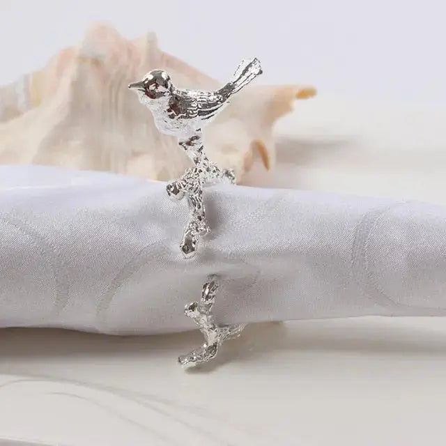 Stornfield | Bird & Flower Napkin Rings - 4 Pieces