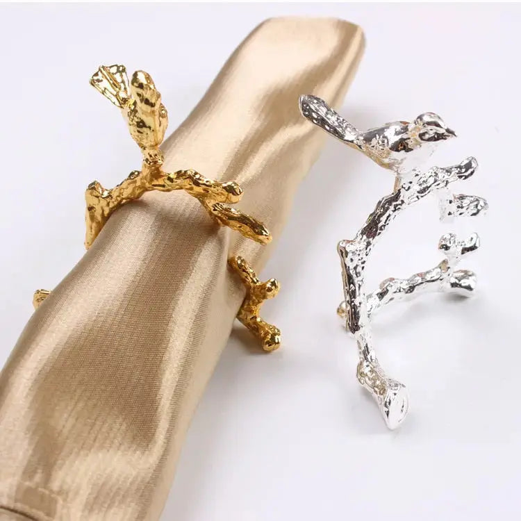 Stornfield | Bird & Flower Napkin Rings - 4 Pieces