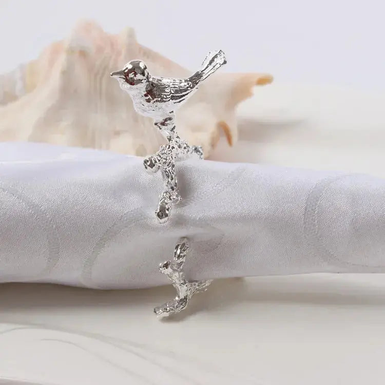 Stornfield | Bird & Flower Napkin Rings - 4 Pieces