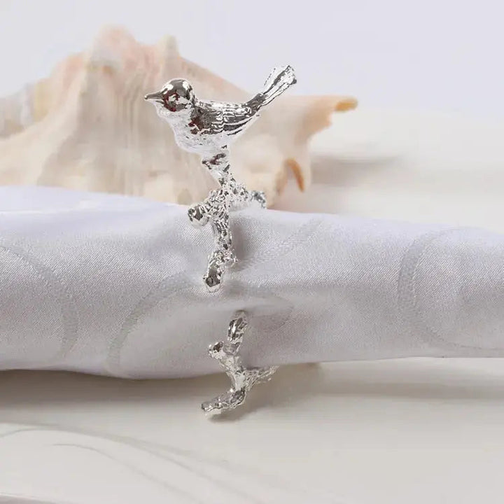 Stornfield | Bird & Flower Napkin Rings - 4 Pieces
