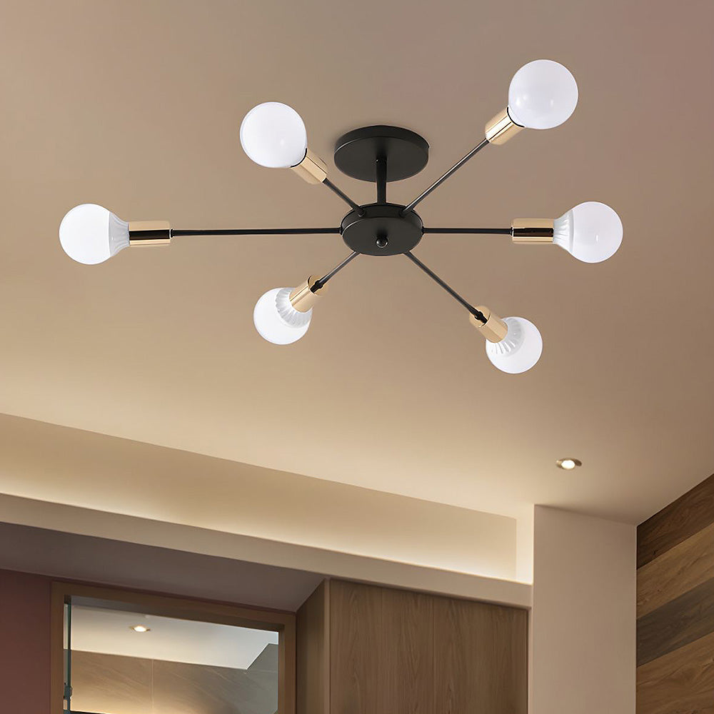 Black Simple Iron Multi-Head Chandelier | Stornfield