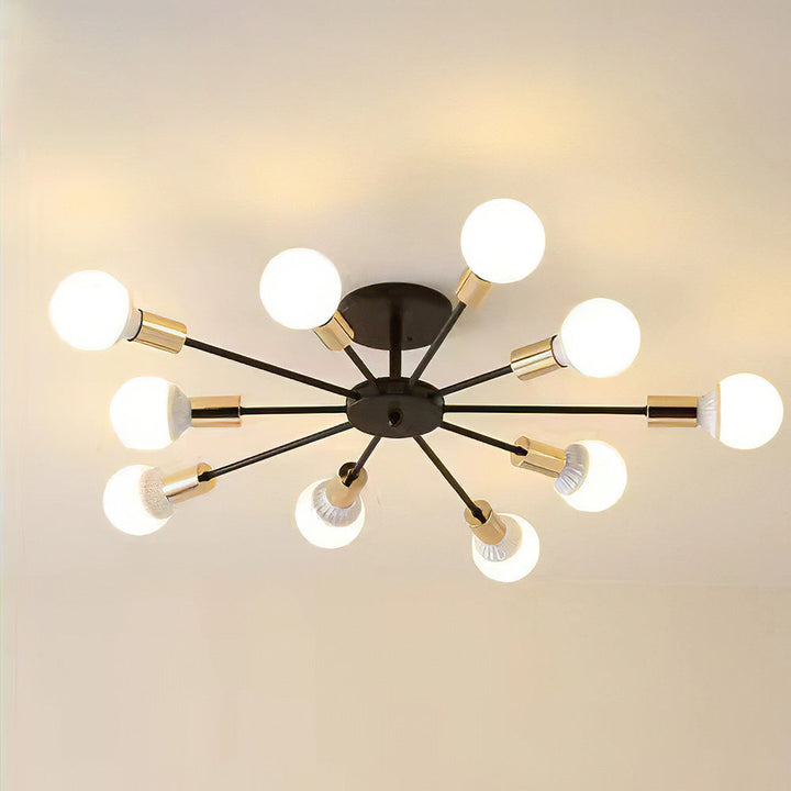 Black Simple Iron Multi-Head Chandelier | Stornfield