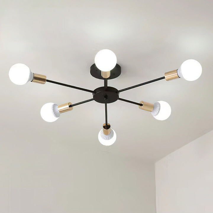 Black Simple Iron Multi-Head Chandelier | Stornfield