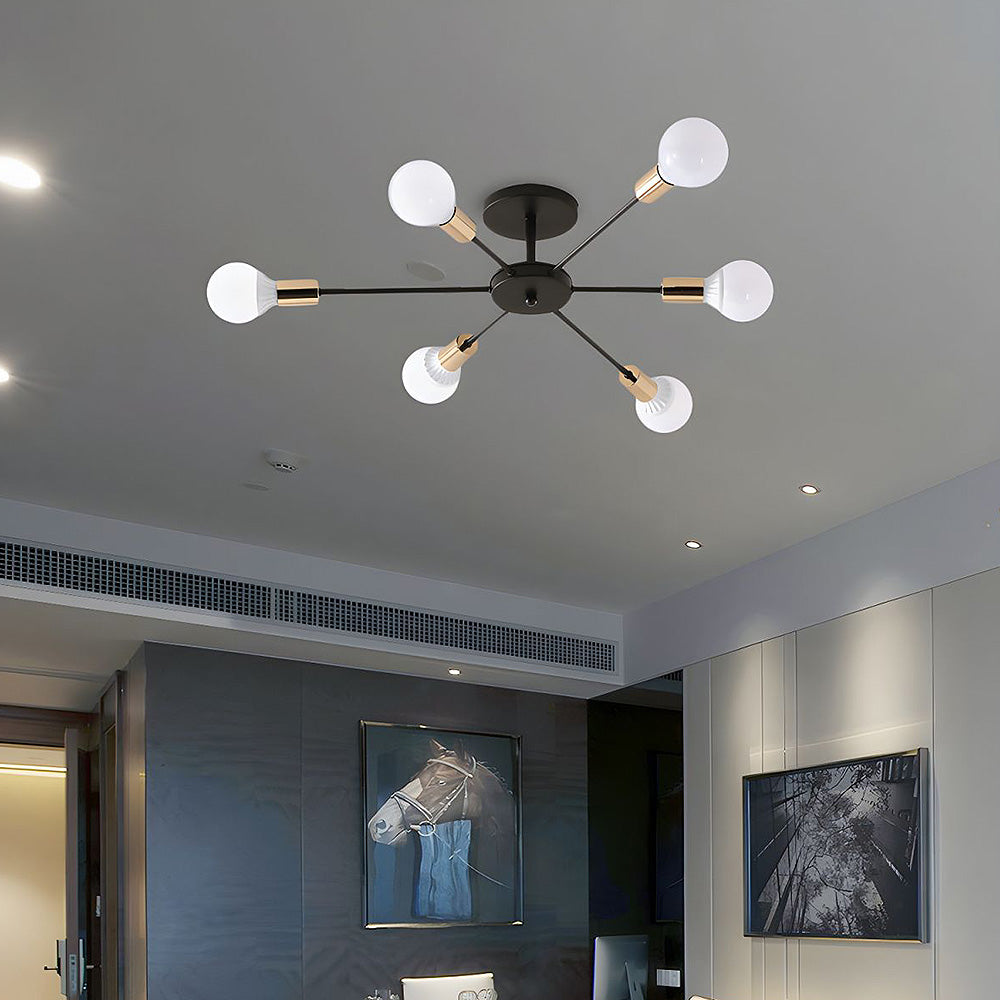 Black Simple Iron Multi-Head Chandelier | Stornfield