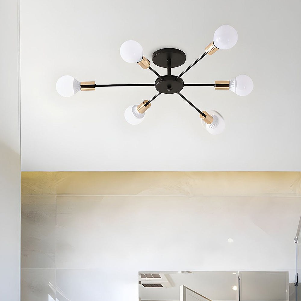 Black Simple Iron Multi-Head Chandelier | Stornfield