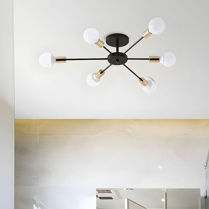 Black Simple Iron Multi-Head Chandelier | Stornfield