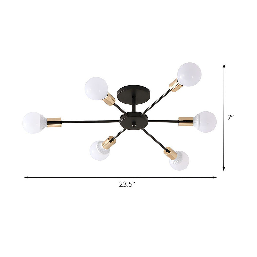 Black Simple Iron Multi-Head Chandelier | Stornfield