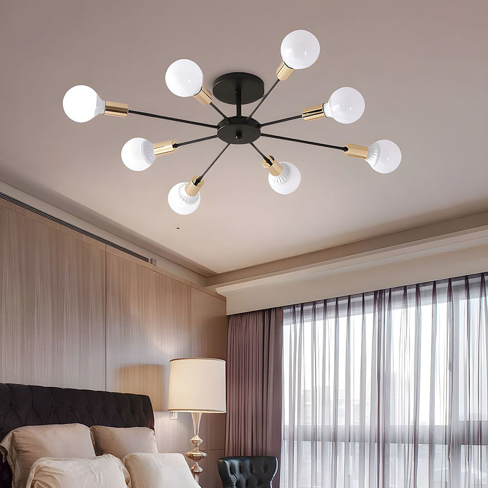 Black Simple Iron Multi-Head Chandelier | Stornfield