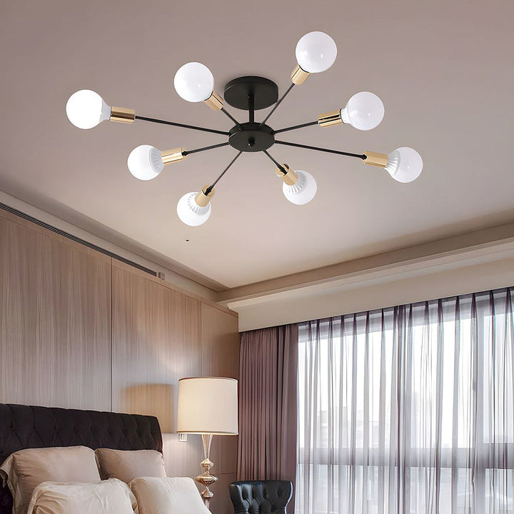 Black Simple Iron Multi-Head Chandelier | Stornfield