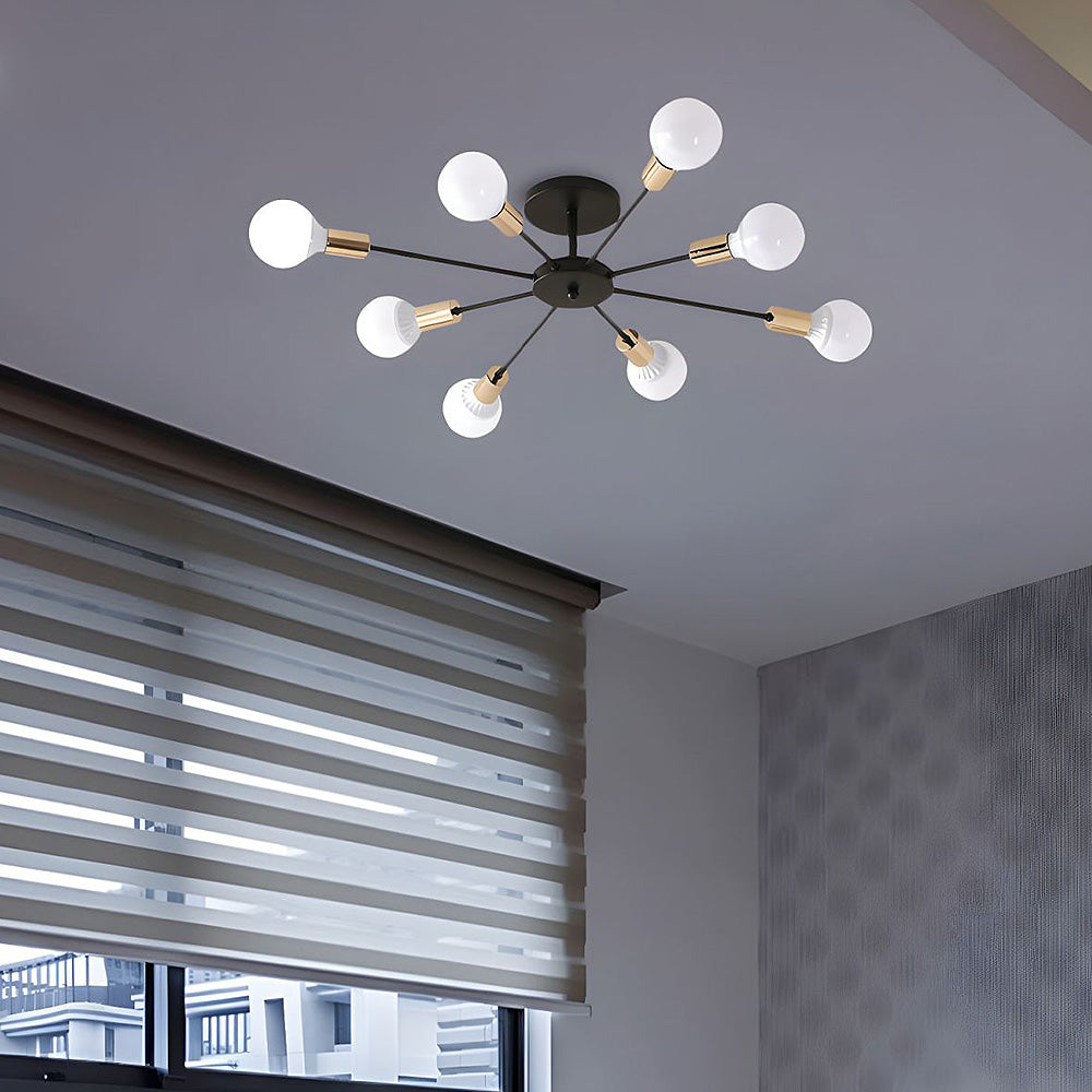 Black Simple Iron Multi-Head Chandelier | Stornfield
