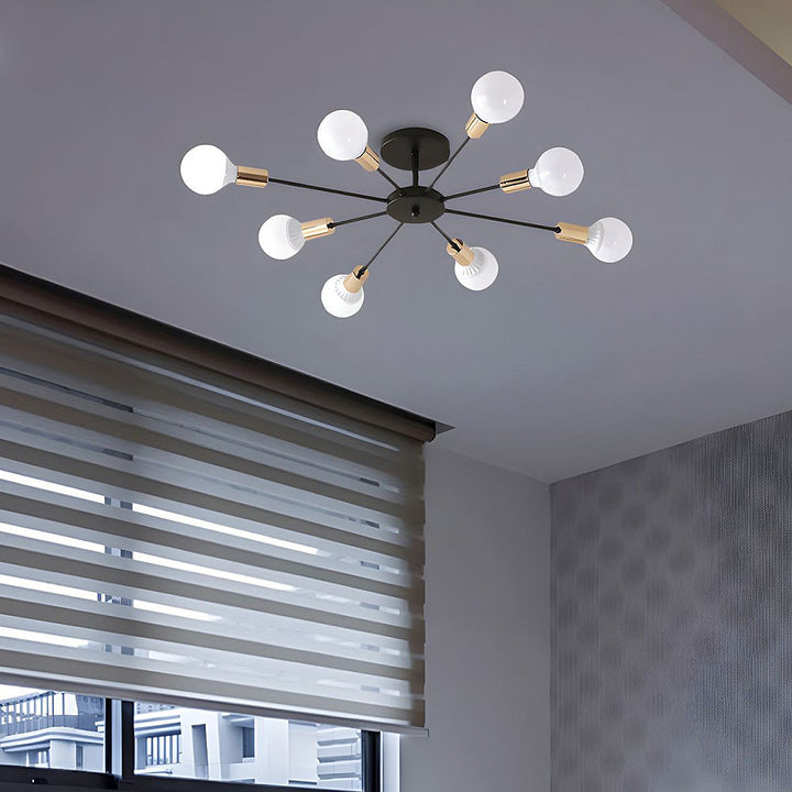 Black Simple Iron Multi-Head Chandelier | Stornfield