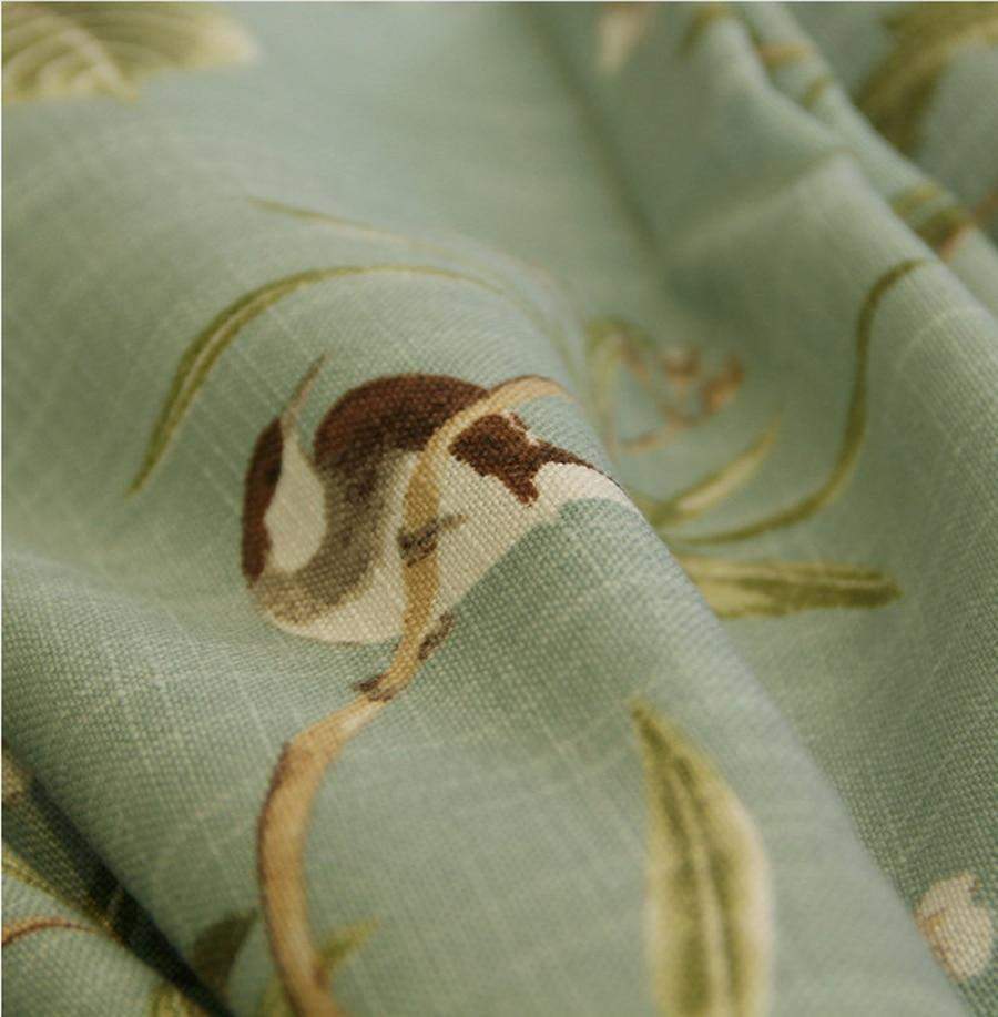Blackout Blue Curtains with Floral Bird Patterns Stornfield
