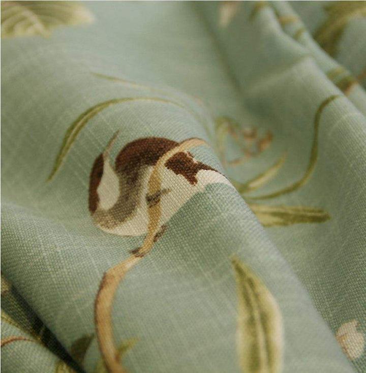 Blackout Blue Curtains with Floral Bird Patterns Stornfield