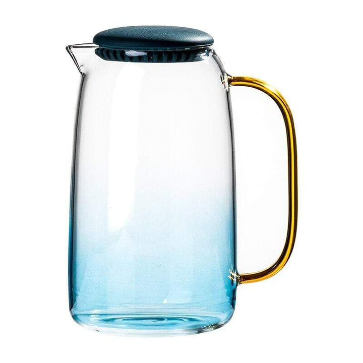 Blue glass pitcher with matching drinking glass Stornfield