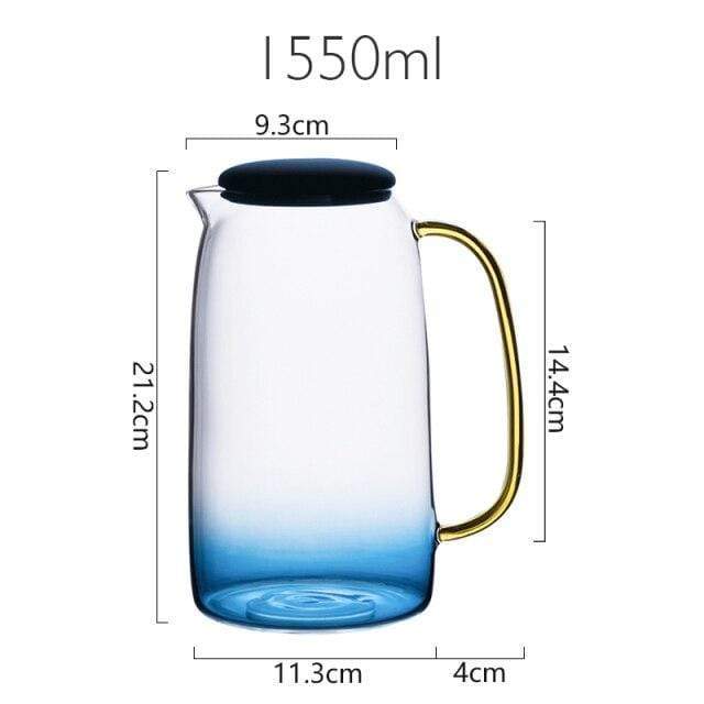 Blue glass pitcher with matching drinking glass Stornfield