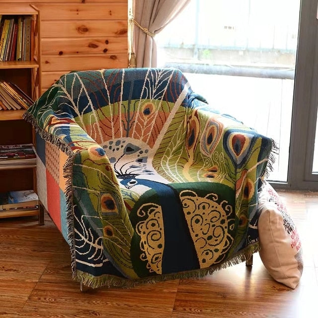 Peacock Throw Thread Blanket Stornfield