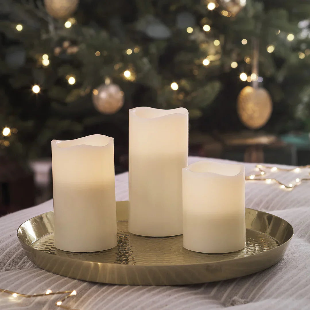 Stornfield | Set of 3 Tall Flameless Wax LED Candles