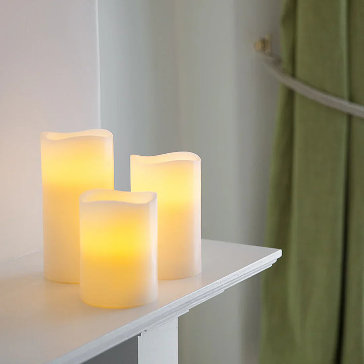 Stornfield | Set of 3 Tall Flameless Wax LED Candles