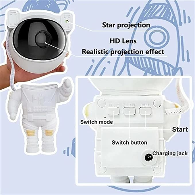 Starry Sky LED Projector – Astronaut Lamp with 360° Rotating Head and Remote Control for Bedroom and Living Room | Stornfield