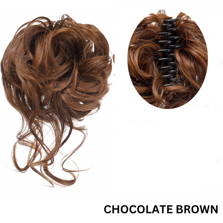 Messy Bun Hair Wavy Curly with Claw Clip Super Natural Look Stornfield