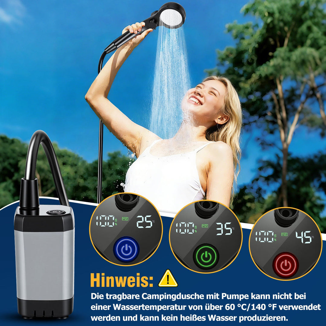 Portable Camping Shower Battery Outdoor Shower with 20L Folding Bucket | Stornfield