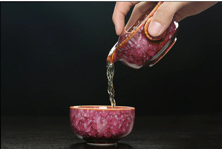 Stornfield | Ensemble de Gaiwan en céramique kuai ke Ensemble de thé de camping Kung Fu 1 théière 1 tasse Théière de voyage Tasse à café Mug d'eau Bouilloire de bureau Ustensiles de boisson