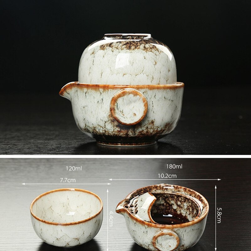 Stornfield | Ensemble de Gaiwan en céramique kuai ke Ensemble de thé de camping Kung Fu 1 théière 1 tasse Théière de voyage Tasse à café Mug d'eau Bouilloire de bureau Ustensiles de boisson