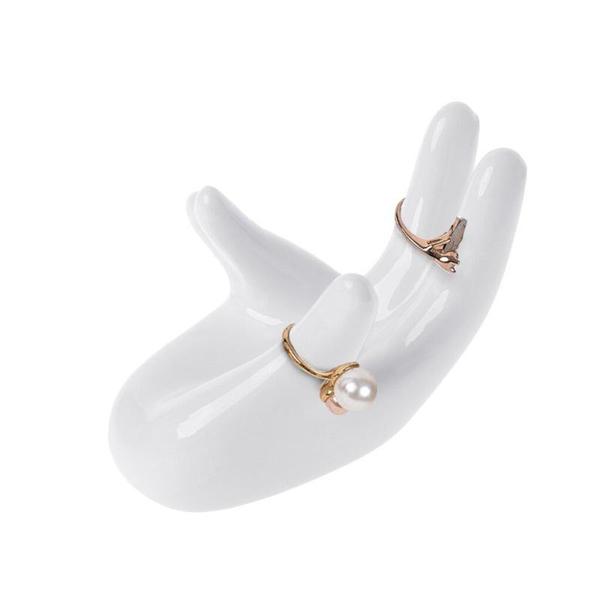 Ceramic Hand Shaped Air Plant Egg Jewelry Holder | Stornfield