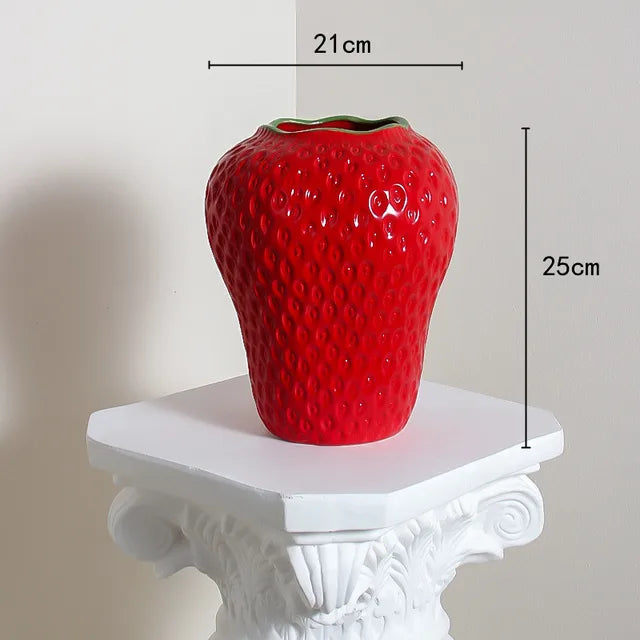 Ceramic vase in strawberry design, decorative flower vase for living room and kitchen | Stornfield