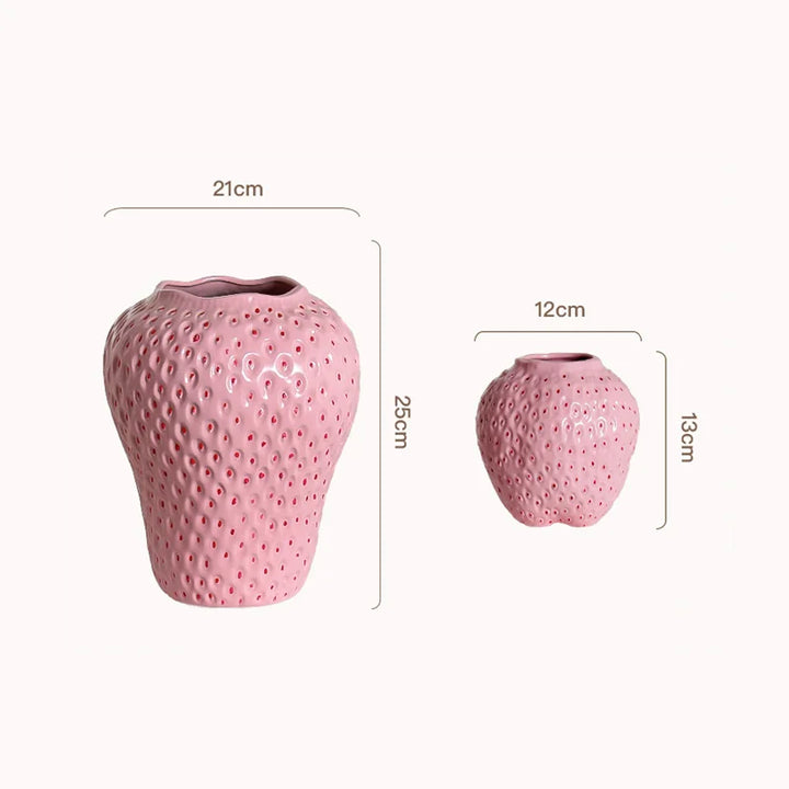 Ceramic vase in strawberry design, decorative flower vase for living room and kitchen | Stornfield