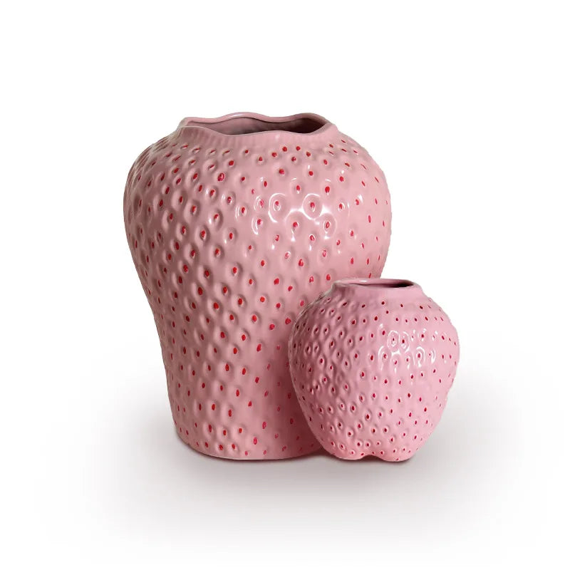 Ceramic vase in strawberry design, decorative flower vase for living room and kitchen | Stornfield