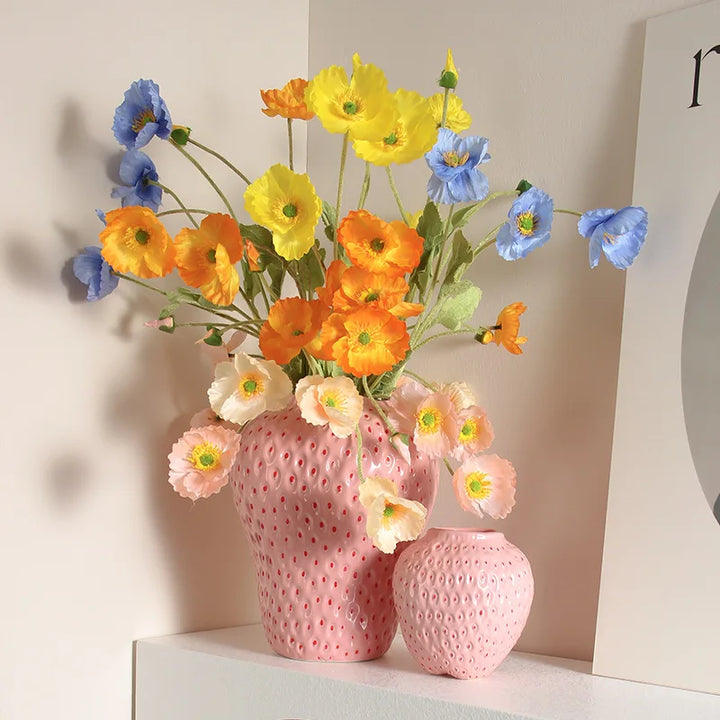 Ceramic vase in strawberry design, decorative flower vase for living room and kitchen | Stornfield