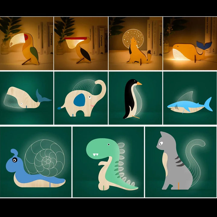 Stornfield | Charming Wooden Animal LED Bedside Lamps