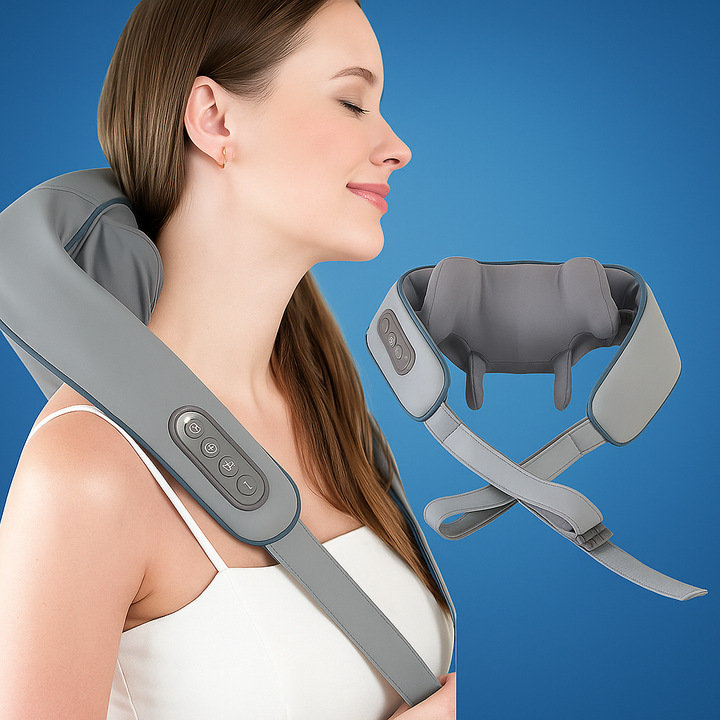 RelaxaPro | Shiatsu Neck Massager – Heating Relief – Cordless Design – Ideal for Office and Home Use Stornfield