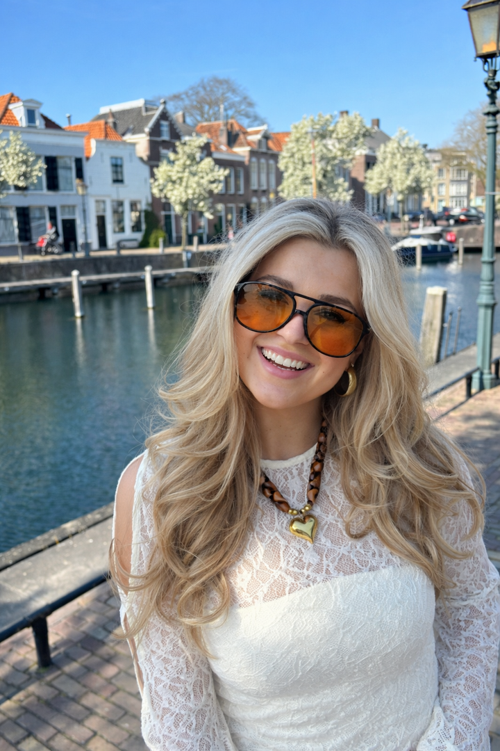 Oversized Aviator Sunglasses with Orange Lenses and UV Protection | Stornfield