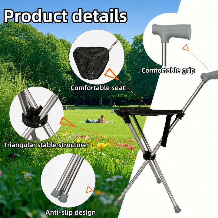 2-in-1 Walking Stick with Seat | Stornfield
